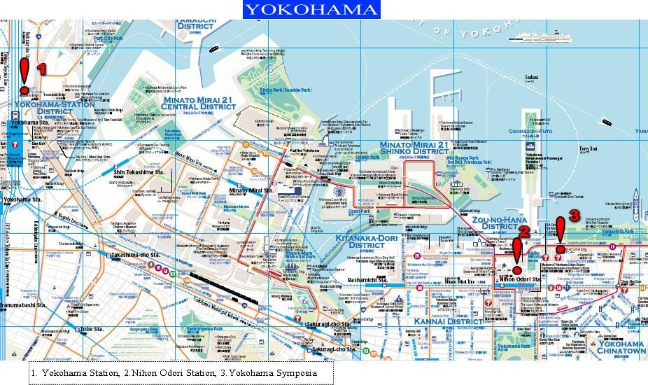 Yokohama kutembea ramani